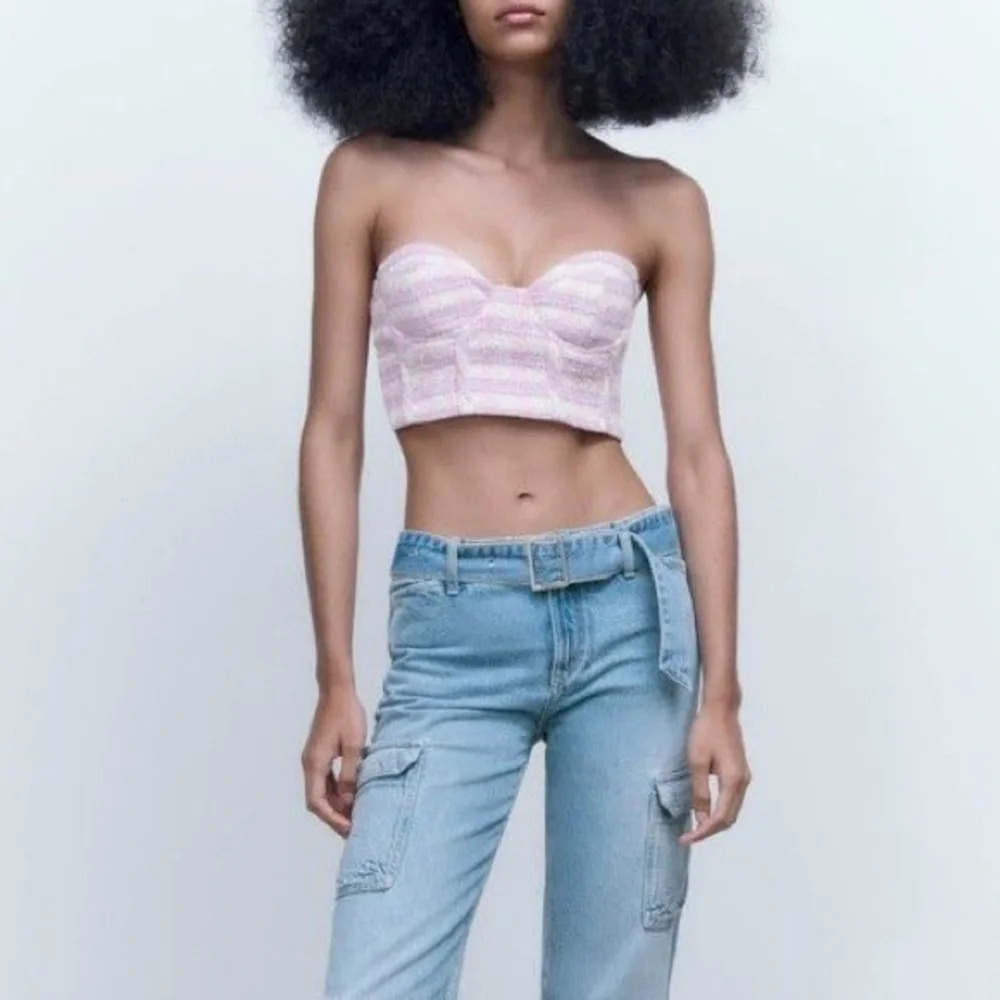 Zara Tweed Bustier Corset Crop Top